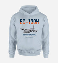 Thumbnail for EC-130H Compass Call design on light blue double-side hoodie, single-side print