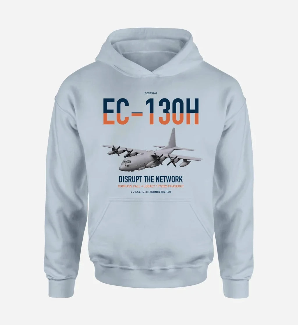 EC-130H Compass Call design on light blue double-side hoodie, single-side print