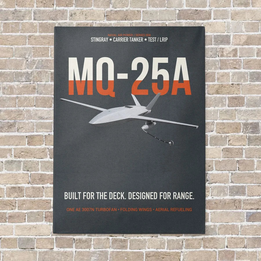 MQ-25A STINGRAY vertical canvas print - no frame - gray background