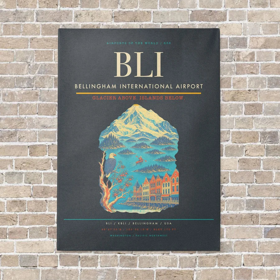 Bellingham International Airport BLI - Canvas No Frame - Gray
