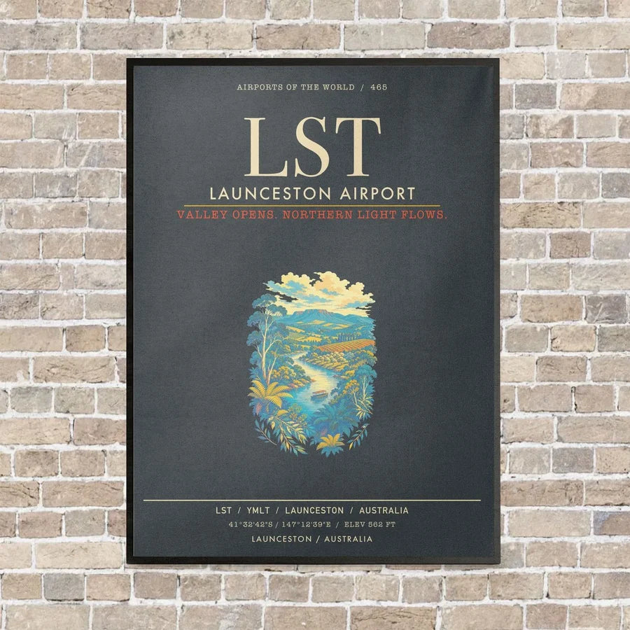Launceston Airport LST - Canvas Framed - Gray