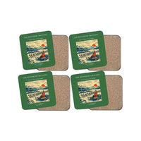 Thumbnail for The Reindeer Crossing - Designed Coasters design on green 4-pieces-set
