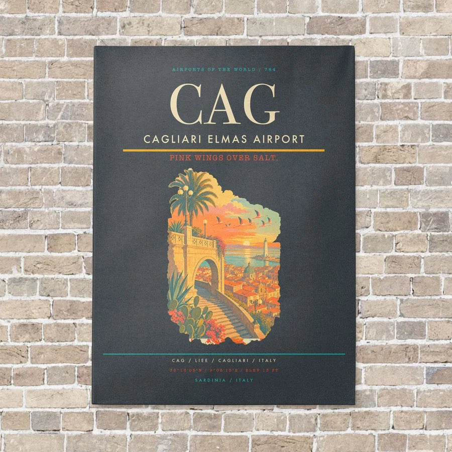 Cagliari Elmas Airport CAG - Canvas No Frame - Gray
