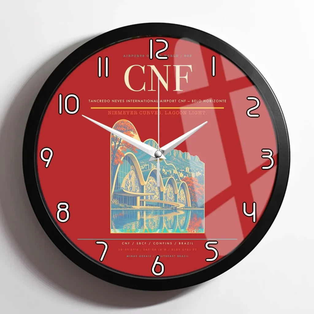 Tancredo Neves International Airport (CNF) design on red framed wall clock