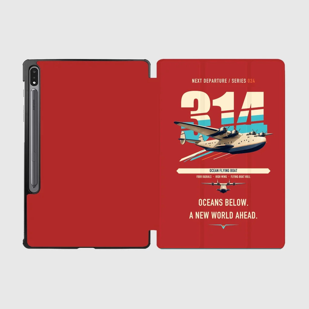 Boeing 314 Clipper design on red samsung tablet tablet case