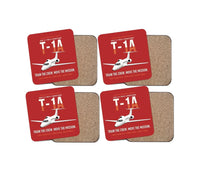Thumbnail for T-1A Jayhawk Advanced Jet Trainer design on red 4 pieces set coaster