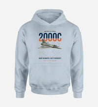 Thumbnail for Dassault Mirage 2000C RDI design on light blue double-side hoodie, single-side print