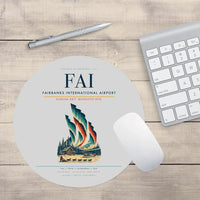 Thumbnail for Fairbanks International Airport (FAI) design on light gray round mouse pad