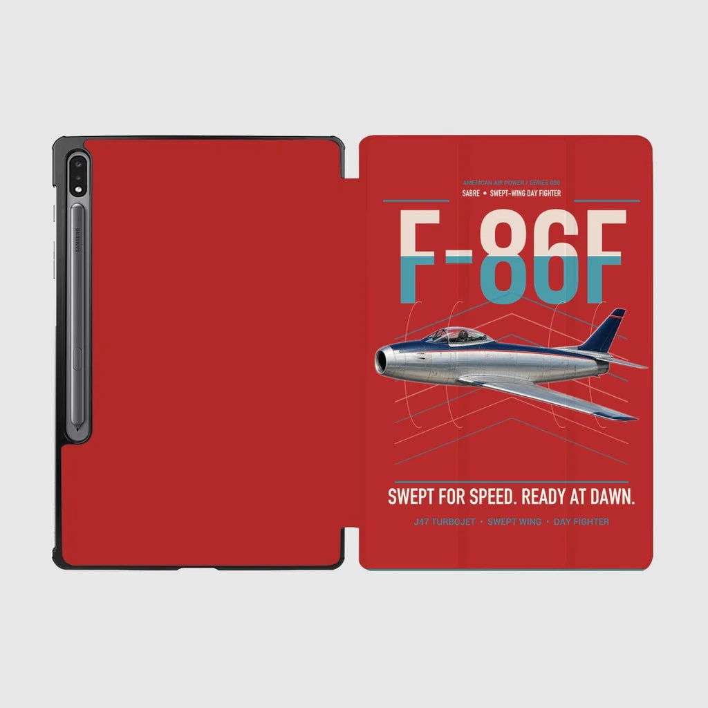 F-86F Sabre design on red samsung tablet tablet case