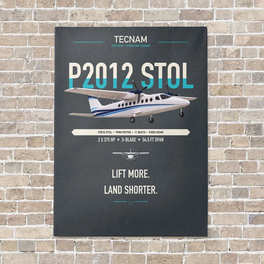 Tecnam P2012 STOL vertical canvas print - no frame - gray background