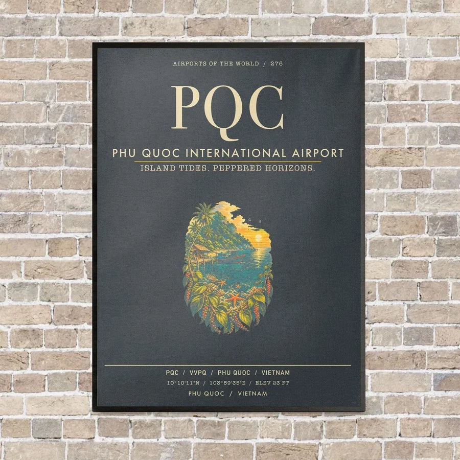 Phu Quoc International Airport PQC - Canvas Framed - Gray
