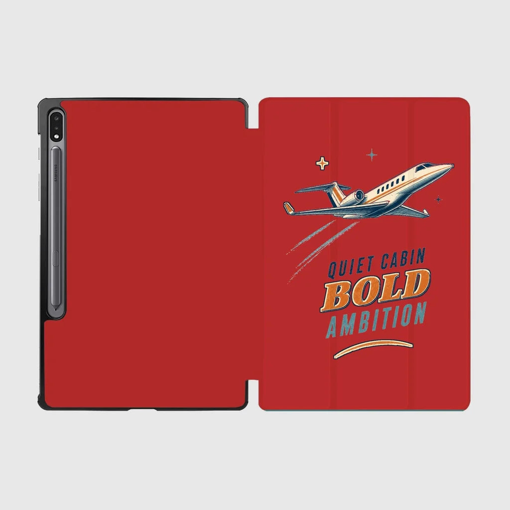 Quiet Cabin Bold Ambition design on red samsung tablet tablet case
