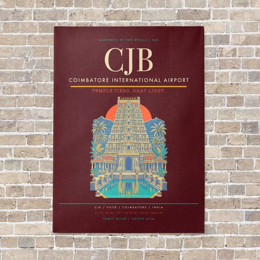 Coimbatore International Airport CJB - Canvas No Frame - Dark Red