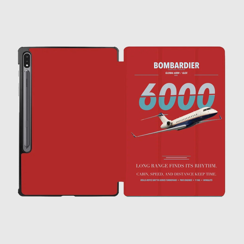 Bombardier Global 6000 design on red samsung tablet tablet case