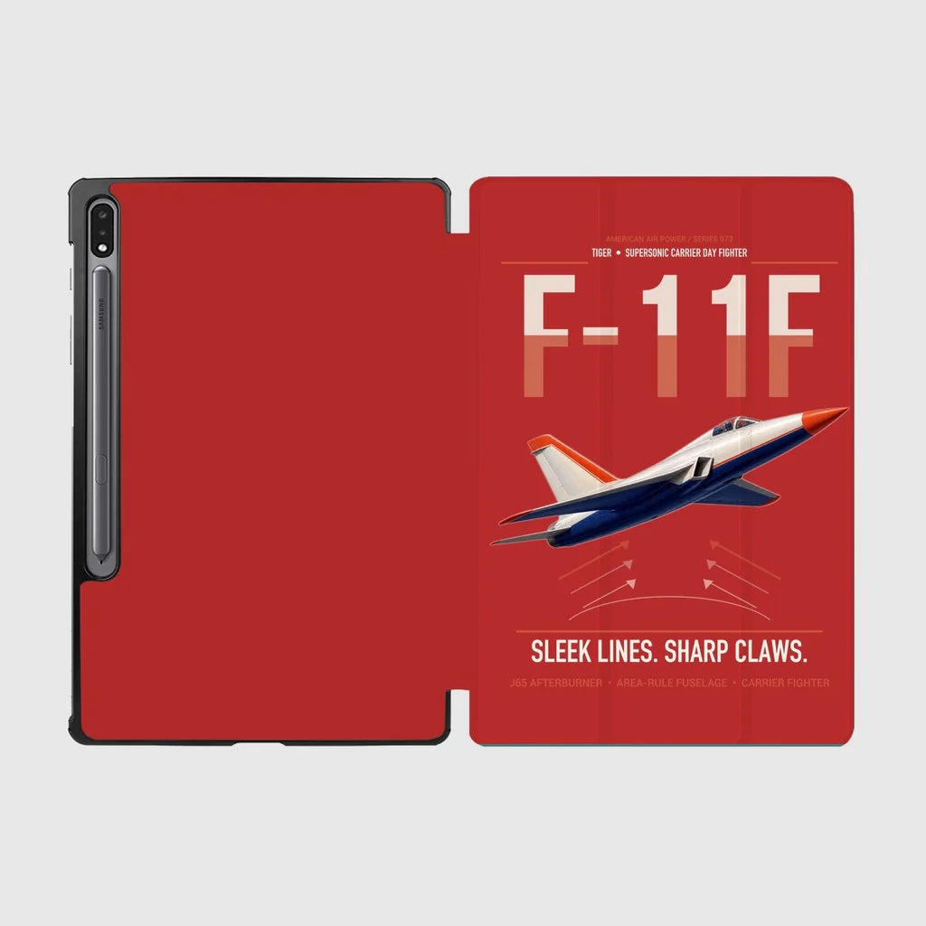 F-11F Tiger design on red samsung tablet tablet case