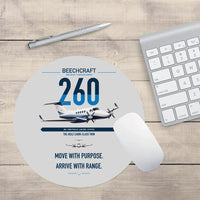 Thumbnail for Beechcraft King Air 260 design on light gray round mouse pad