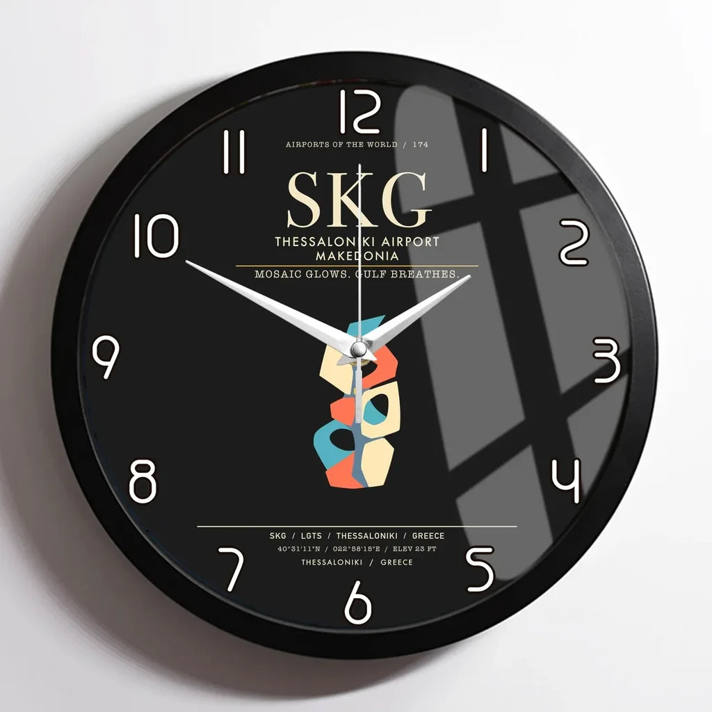 Thessaloniki Airport Makedonia SKG Wall-Clock Framed - Black