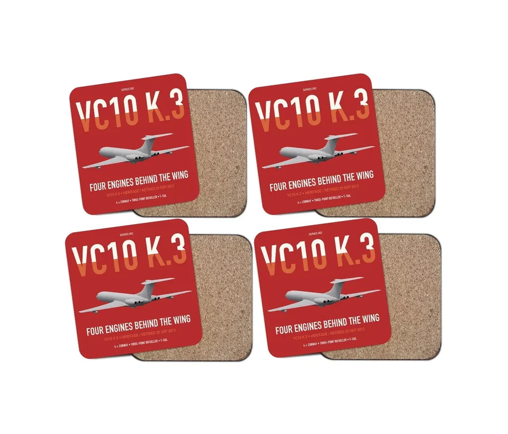 Vickers VC10 K.3 design on red 4 pieces set coaster
