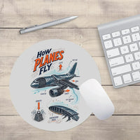 Thumbnail for How Planes Fly V2 design on light gray round mouse pad