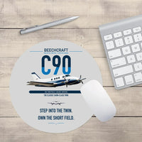 Thumbnail for Beechcraft King Air C90 design on light gray round mouse pad