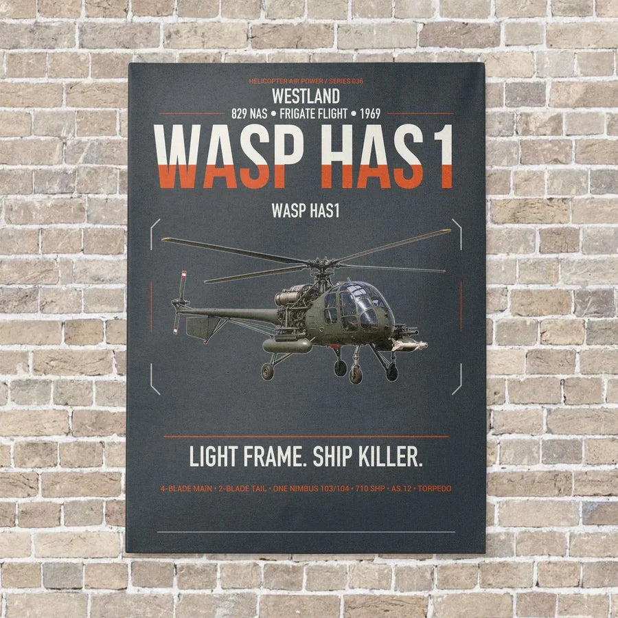 Westland Wasp HAS1 vertical canvas print - no frame - gray background