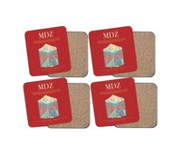 Thumbnail for Governor Francisco Gabrielli International Airport (MDZ) design on red 4 pieces set coaster