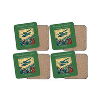 Thumbnail for The Seaplane Everest - Designed Coasters design on green 4-pieces-set