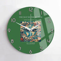 Thumbnail for VINTAGE G4100 - The Round The World - Designed Wall Clocks design on green no-frame