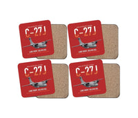 Thumbnail for C-27J Spartan design on red 4 pieces set coaster