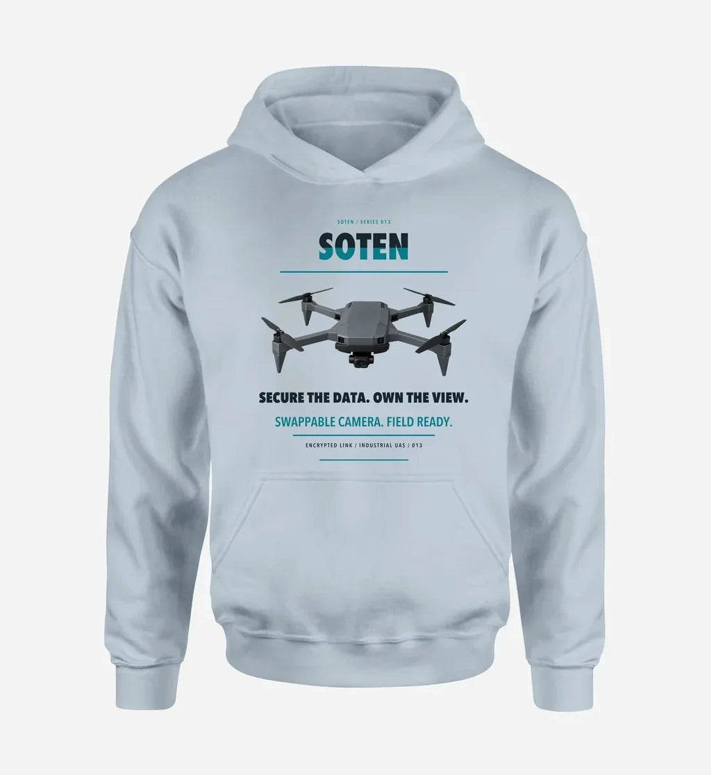 ACSL SOTEN design on light blue hoodie single side