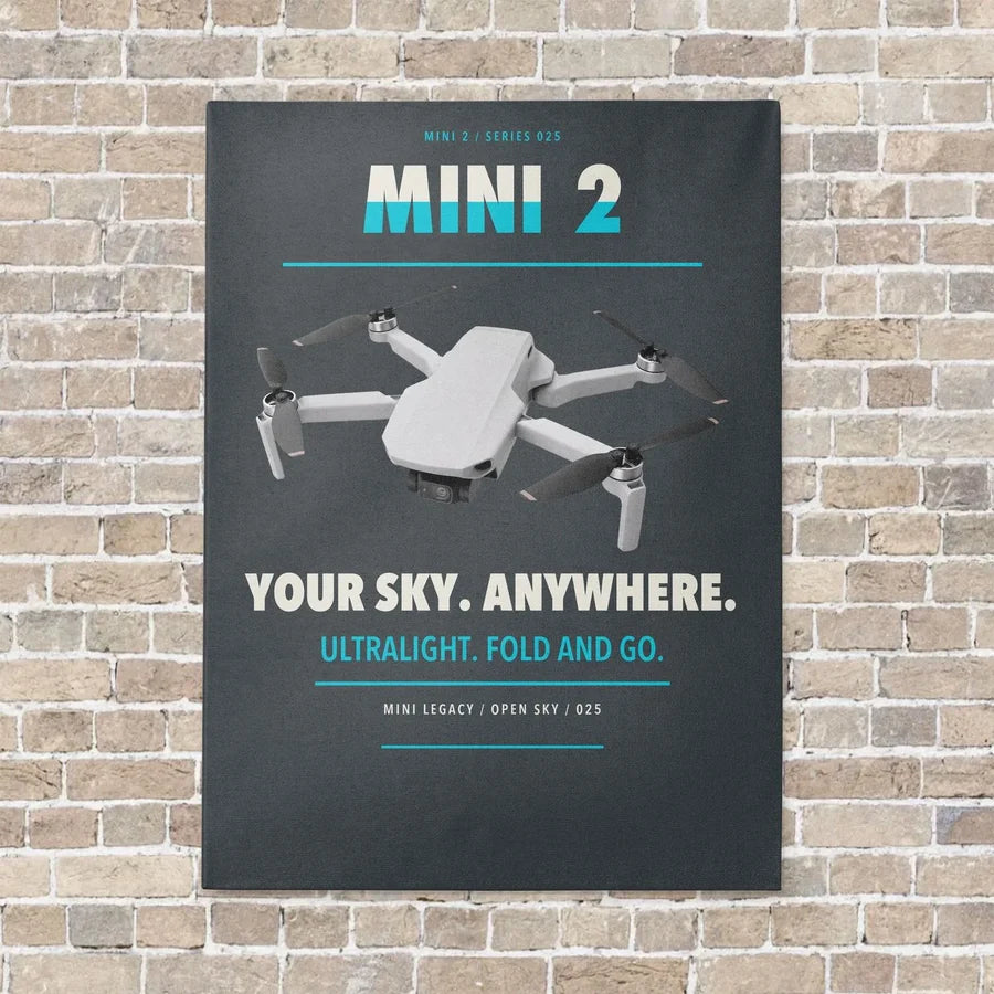 DJI Mini 2 vertical canvas print - no frame - gray background