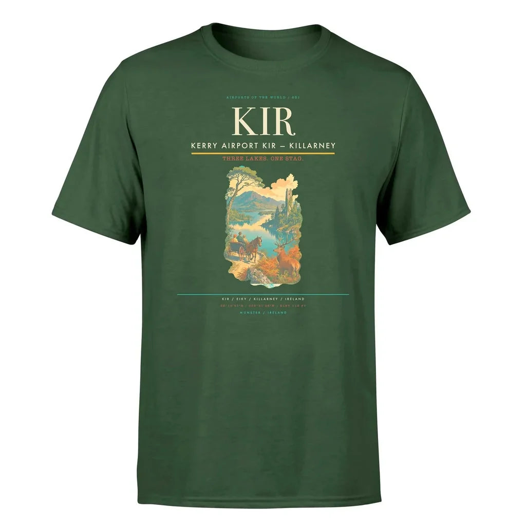 Kerry Airport (KIR) T-Shirt single-side front print in Dark Green | kerry-airport-kir-double-side-t-shirt