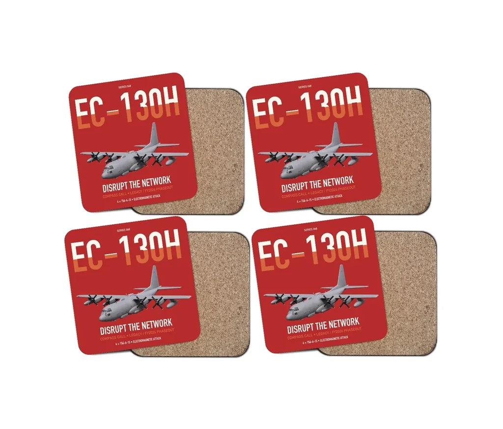 EC-130H Compass Call design on red 4 pieces set coaster