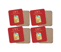 Thumbnail for Westerland Sylt Airport (GWT) design on red 4 pieces set coaster