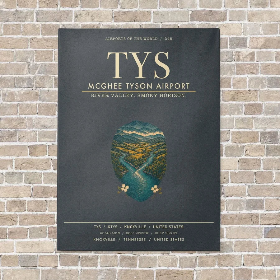McGhee Tyson Airport Knoxville TYS vertical canvas print - no frame - gray background