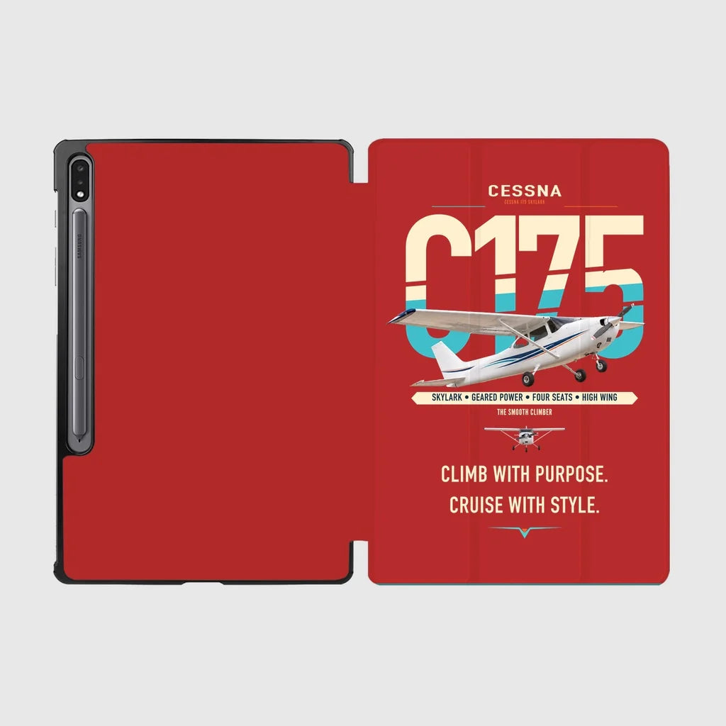 Cessna 175 Skylark design on red samsung tablet tablet case