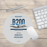 Thumbnail for Beechcraft King Air B200 design on light gray round mouse pad