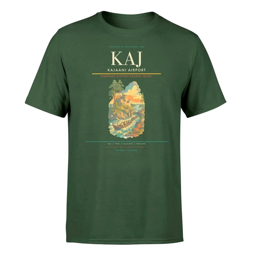 Kajaani Airport (KAJ) T-Shirt single-side front print in Dark Green | kajaani-airport-kaj-double-side-t-shirt