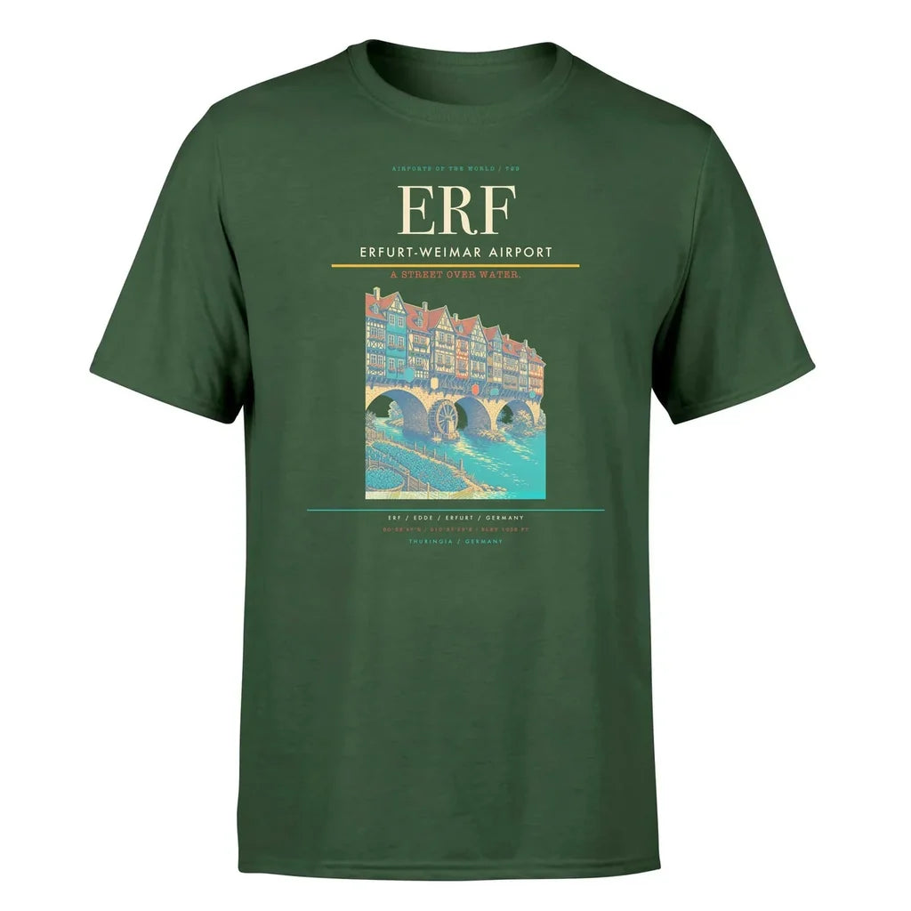 Erfurt-Weimar Airport (ERF) T-Shirt single-side front print in Dark Green | erfurt-weimar-airport-erf-double-side-t-shirt