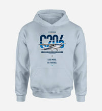 Thumbnail for Cessna 206 Stationair design on light blue double-side hoodie, single-side print