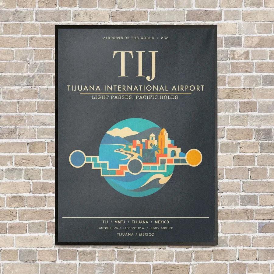 Tijuana International Airport TIJ - Canvas Framed - Gray