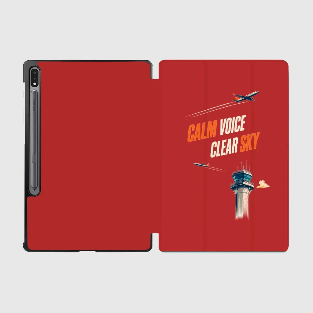 Calm Voice Clear Sky design on red samsung tablet tablet case