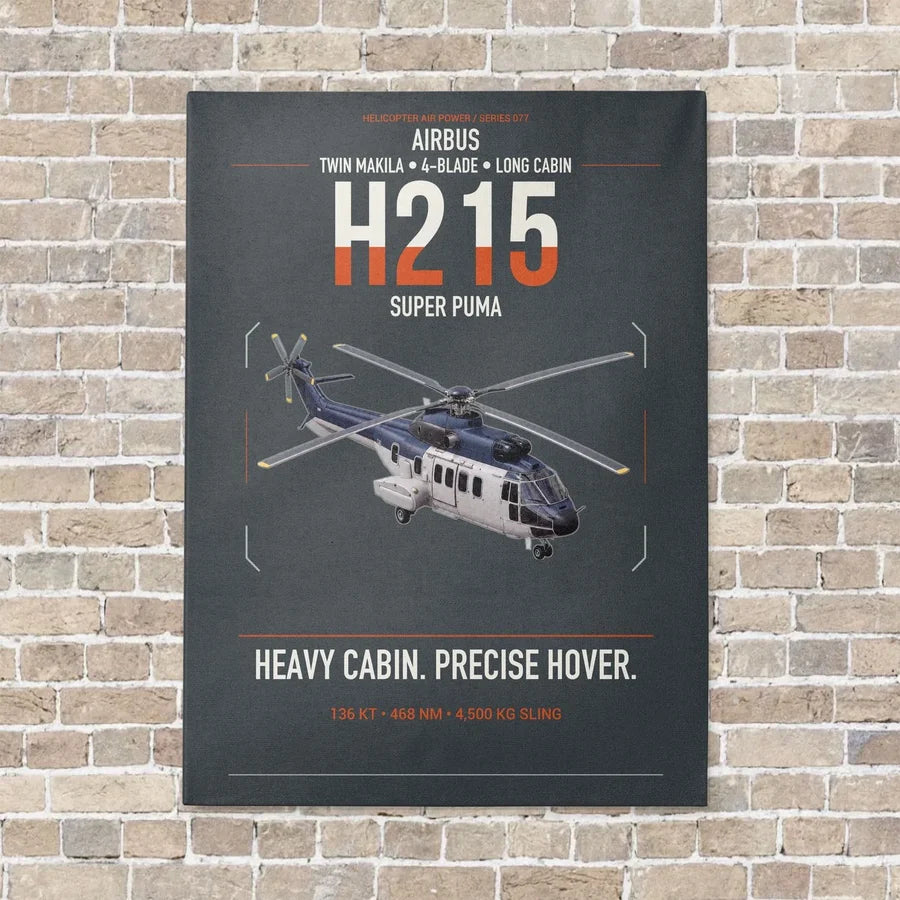 Airbus H215 vertical canvas print - no frame - gray background