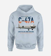 Thumbnail for C-47A Skytrain design on light blue double-side hoodie, single-side print