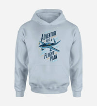 Thumbnail for SIGNAL 22 - Adventure Has A Flight Plan design on light blue hoodie single side