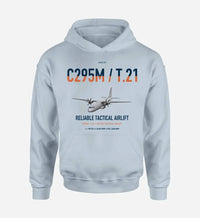 Thumbnail for Airbus C295M T.21 design on light blue double-side hoodie, single-side print