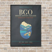 Thumbnail for Bergen Airport Flesland BGO - Canvas Framed - Gray