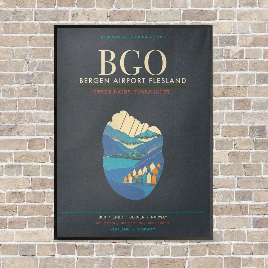 Bergen Airport Flesland BGO - Canvas Framed - Gray