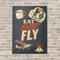 Thumbnail for Eat Sleep Fly V2 vertical canvas print - no frame - gray background