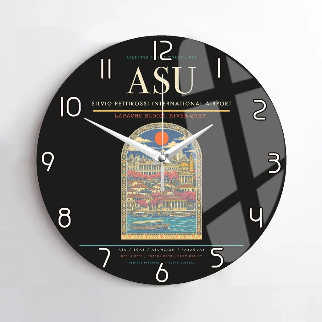 Silvio Pettirossi International Airport ASU Wall-Clock No-Frame - Black
